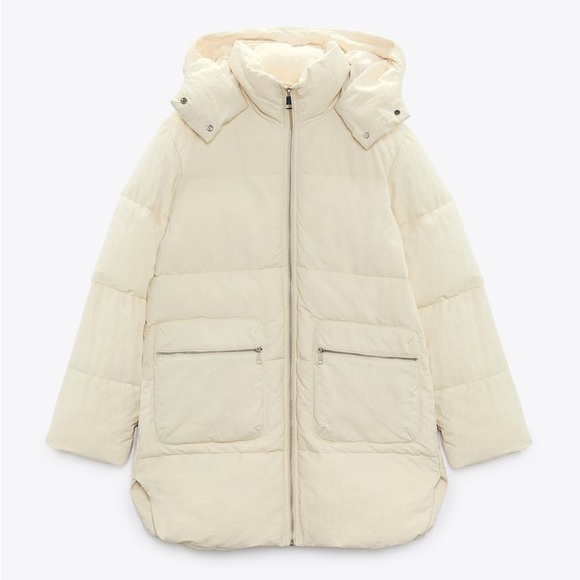 Zara Ecru Water Repellent Puffer Coat - Picture 13 of 16
